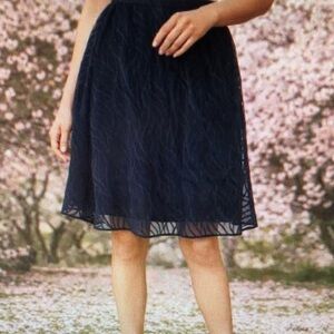 Women’s Navy A-Line Lace Overlay Skirt
